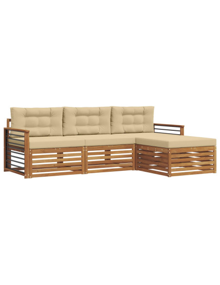 Set di divani con cuscino 4 pcs Naturale e Beige