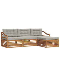 Set di divani con cuscino 4 pcs Grigio Naturale e Chiaro 2