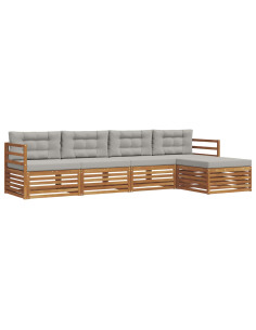 Set di divani con cuscino 5 pcs Grigio Naturale e Chiaro 2