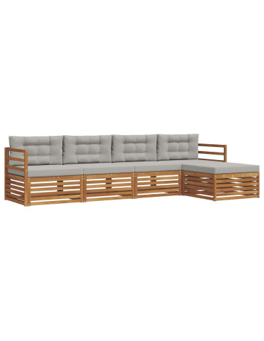 Set di divani con cuscino 5 pcs Grigio Naturale e Chiaro