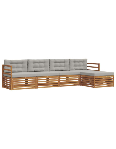 Set di divani con cuscino 5 pcs Grigio Naturale e Chiaro