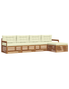 Set di divani con cuscino 5 pcs Naturale e Crema 2