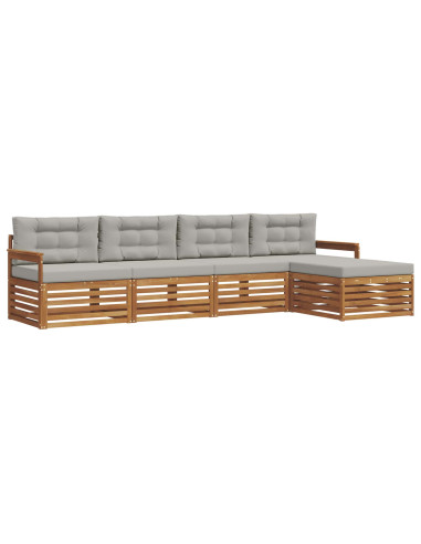 Set di divani con cuscino 5 pcs Grigio Naturale e Chiaro