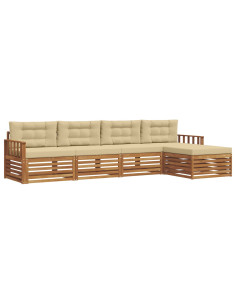 Set di divani con cuscino 5 pcs Naturale e Beige 2