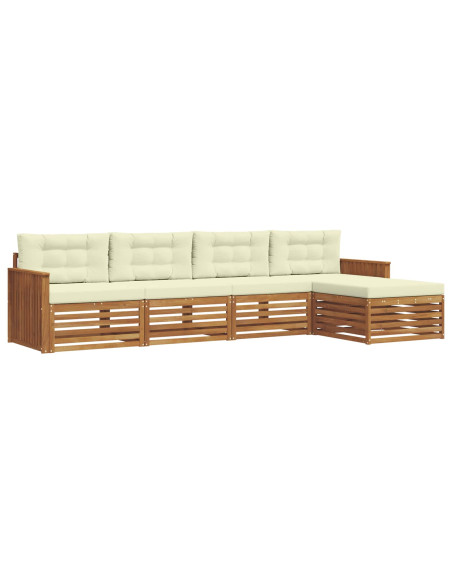 Set di divani con cuscino 5 pcs Naturale e Crema