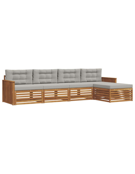 Set di divani con cuscino 5 pcs Grigio Naturale e Chiaro