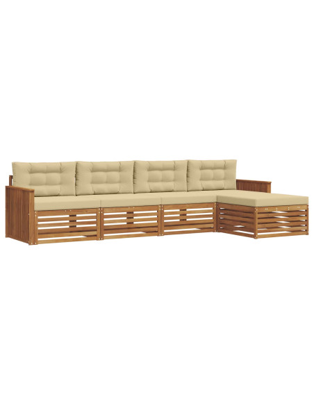Set di divani con cuscino 5 pcs Naturale e Beige