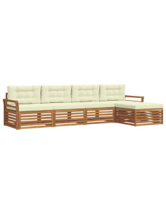 Set di divani con cuscino 5 pcs Naturale e Crema 2