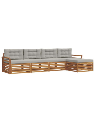 Set di divani con cuscino 5 pcs Grigio Naturale e Chiaro