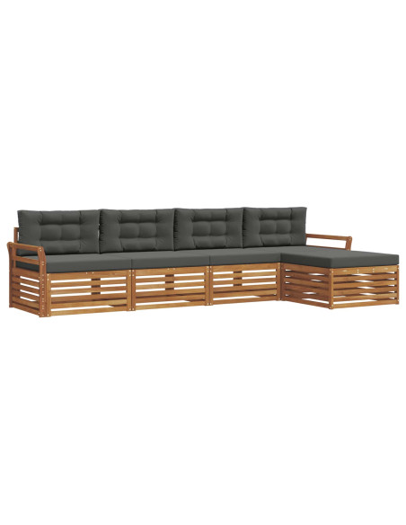 Set di divani con cuscino 5 pcs Naturale e Antracite