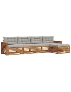 Set di divani con cuscino 5 pcs Grigio Naturale e Chiaro 2