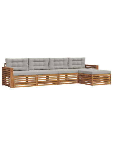 Set di divani con cuscino 5 pcs Grigio Naturale e Chiaro