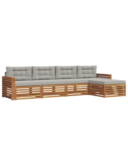Set di divani con cuscino 5 pcs Grigio Naturale e Chiaro