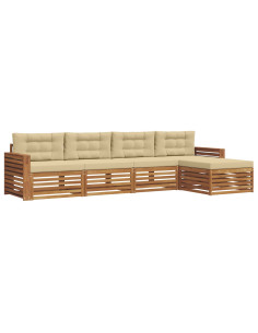 Set di divani con cuscino 5 pcs Naturale e Beige 2