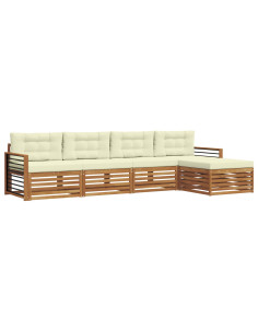 Set di divani con cuscino 5 pcs Naturale e Crema 2