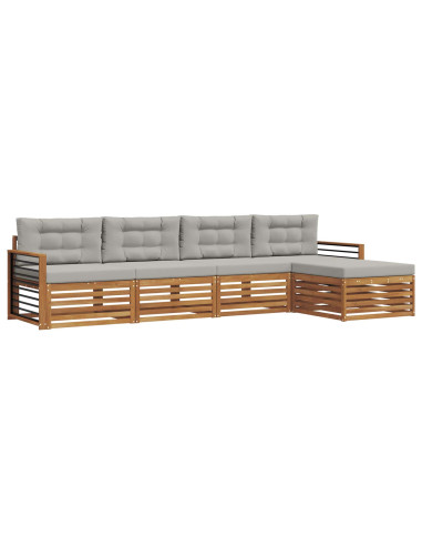 Set di divani con cuscino 5 pcs Grigio Naturale e Chiaro