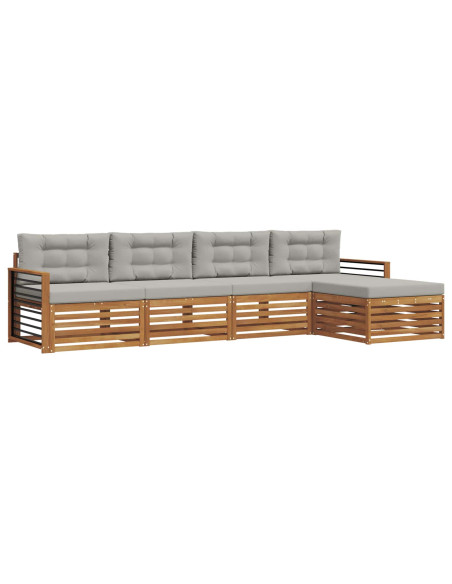 Set di divani con cuscino 5 pcs Grigio Naturale e Chiaro