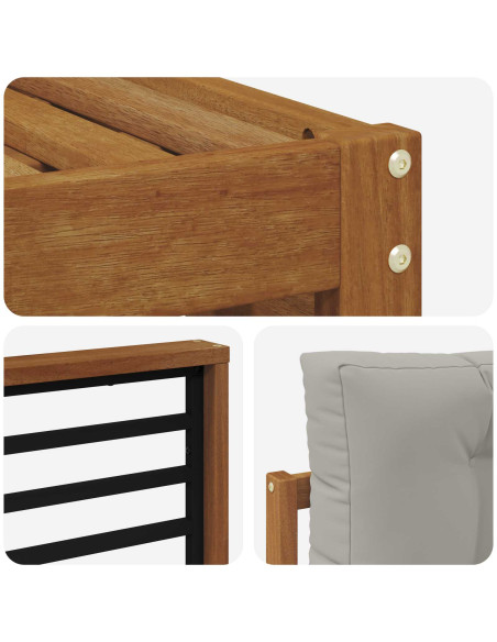 Set di divani con cuscino 5 pcs Grigio Naturale e Chiaro