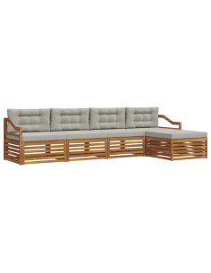 Set di divani con cuscino 5 pcs Grigio Naturale e Chiaro 2
