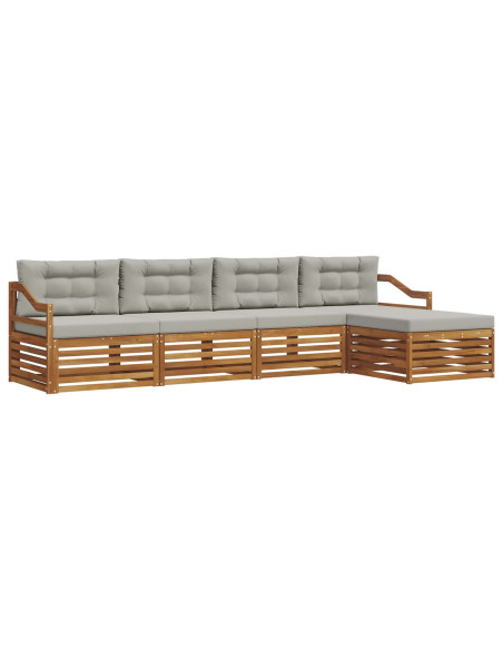 Set di divani con cuscino 5 pcs Grigio Naturale e Chiaro