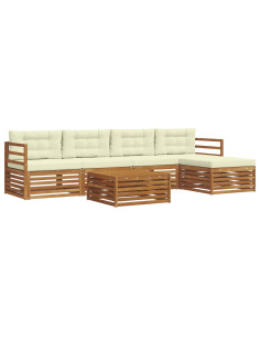 Set di divani con cuscino 6 pcs Naturale e Crema 2