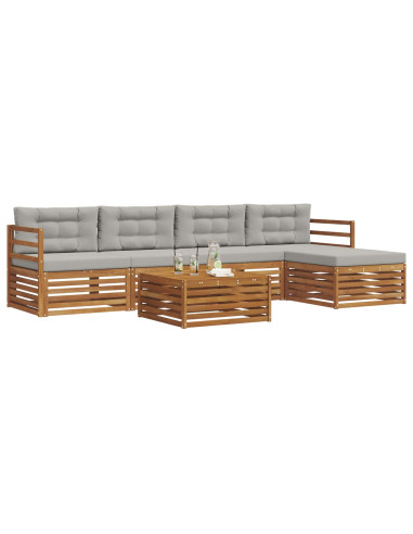 Set di divani con cuscino 6 pcs Grigio Naturale e Chiaro