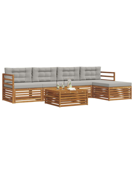 Set di divani con cuscino 6 pcs Grigio Naturale e Chiaro