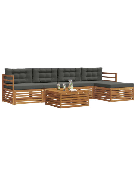 Set di divani con cuscino 6 pcs Naturale e Antracite