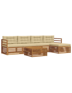 Set di divani con cuscino 6 pcs Naturale e Beige 2