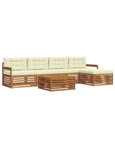 Set di divani con cuscino 6 pcs Naturale e Crema 2