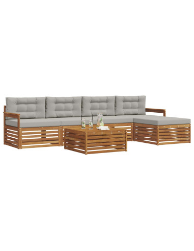Set di divani con cuscino 6 pcs Grigio Naturale e Chiaro
