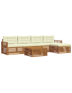 Set di divani con cuscino 6 pcs Naturale e Crema 2