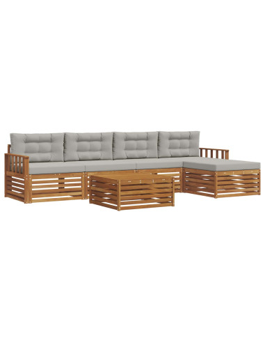 Set di divani con cuscino 6 pcs Grigio Naturale e Chiaro