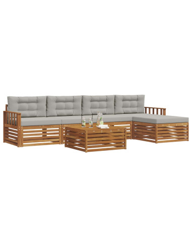 Set di divani con cuscino 6 pcs Grigio Naturale e Chiaro