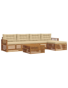 Set di divani con cuscino 6 pcs Naturale e Beige 2