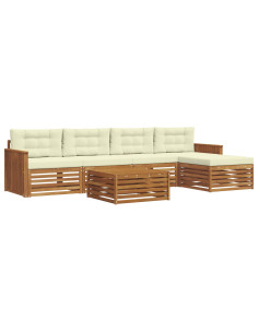 Set di divani con cuscino 6 pcs Naturale e Crema 2
