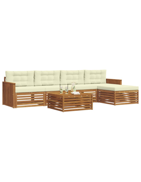 Set di divani con cuscino 6 pcs Naturale e Crema