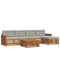 Set di divani con cuscino 6 pcs Grigio Naturale e Chiaro 2