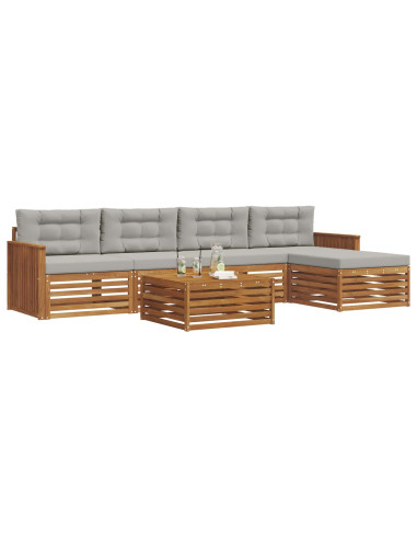 Set di divani con cuscino 6 pcs Grigio Naturale e Chiaro