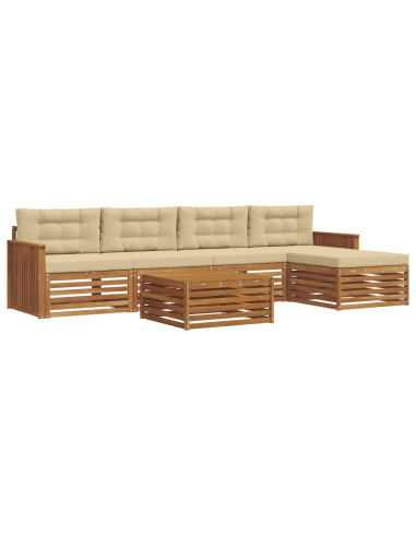 Set di divani con cuscino 6 pcs Naturale e Beige
