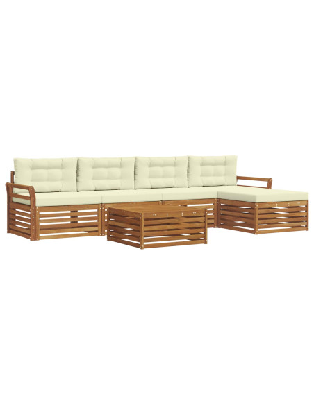 Set di divani con cuscino 6 pcs Naturale e Crema