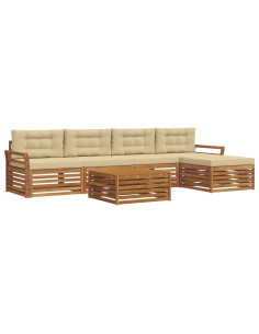 Set di divani con cuscino 6 pcs Naturale e Beige 2