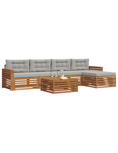 Set di divani con cuscino 6 pcs Grigio Naturale e Chiaro