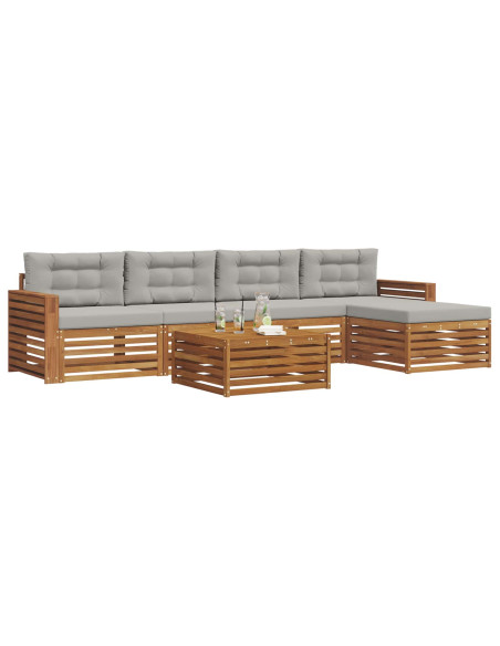 Set di divani con cuscino 6 pcs Grigio Naturale e Chiaro