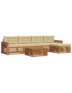 Set di divani con cuscino 6 pcs Naturale e Beige 2