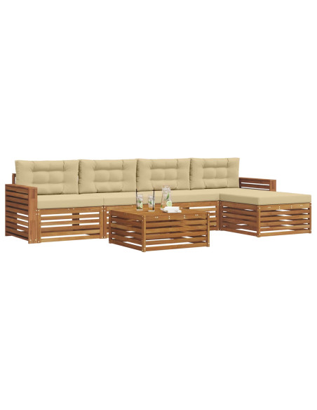 Set di divani con cuscino 6 pcs Naturale e Beige