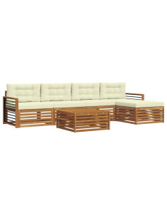 Set di divani con cuscino 6 pcs Naturale e Crema 2