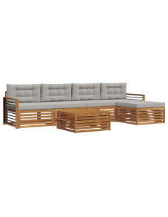 Set di divani con cuscino 6 pcs Grigio Naturale e Chiaro 2