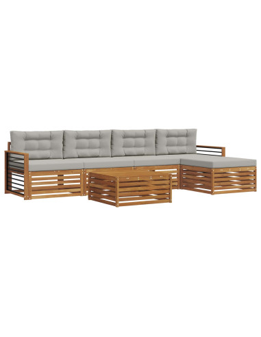 Set di divani con cuscino 6 pcs Grigio Naturale e Chiaro