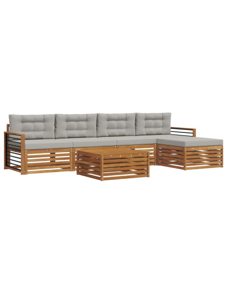 Set di divani con cuscino 6 pcs Grigio Naturale e Chiaro